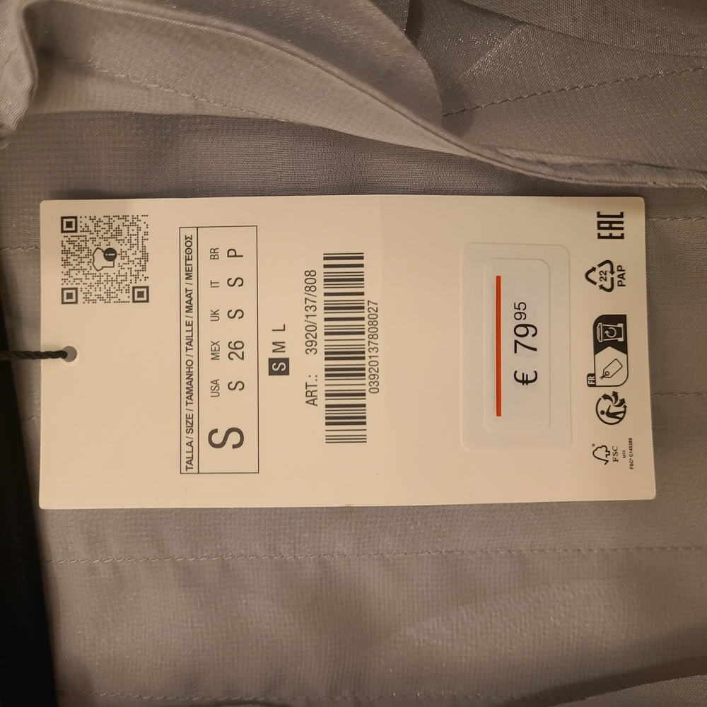 NWT ZARA GREY METALLIC TOPPER - Picture 2 of 2